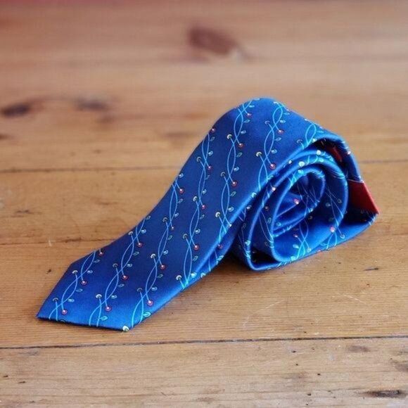 Men's Christmas Lights Holiday Tie Blue Fun Festive - Picture 2 of 5